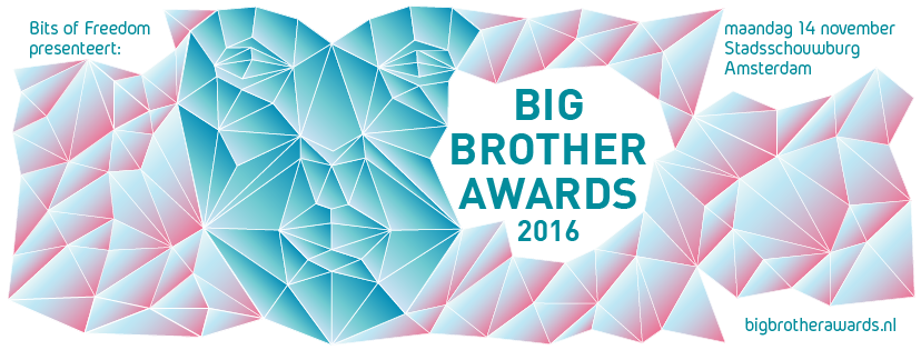 Big Brother Awards 2016 (vormgeving: Pleun Gremmen).