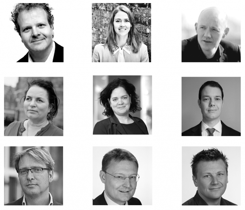 V.l.n.r.: Bart de Koning, Corinne Cath, Frederik Zuiderveen Borgesius, Marleen Stikker, Mieke van Heesewijk, Ot van Daalen, Dennis Broeders, Gerrit-Jan Zwenne, Bart Schermer