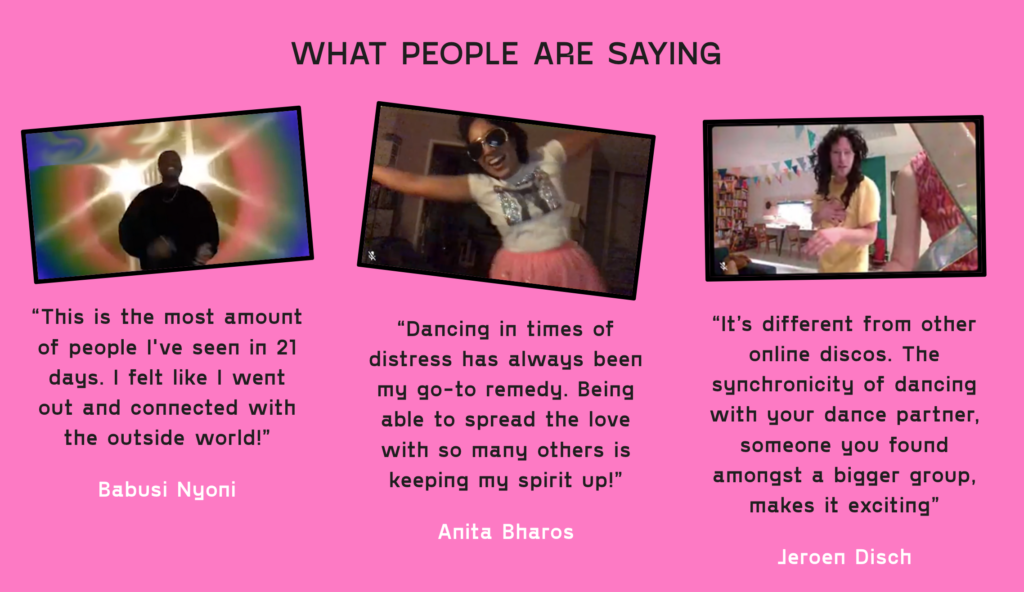 Deelnemers aan de Distance Disco beschrijven hun ervaring