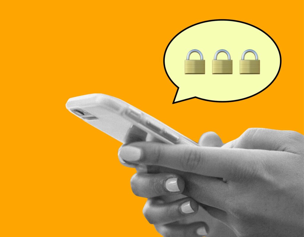 Afbeelding van iemand die aan het appen is op een telefoon